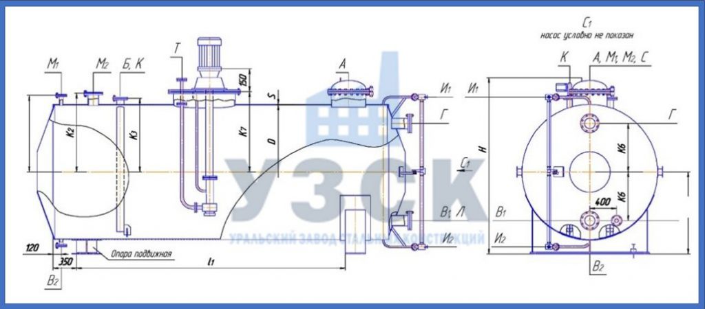 Чертеж емкости ГКК в Джалал-абаде
